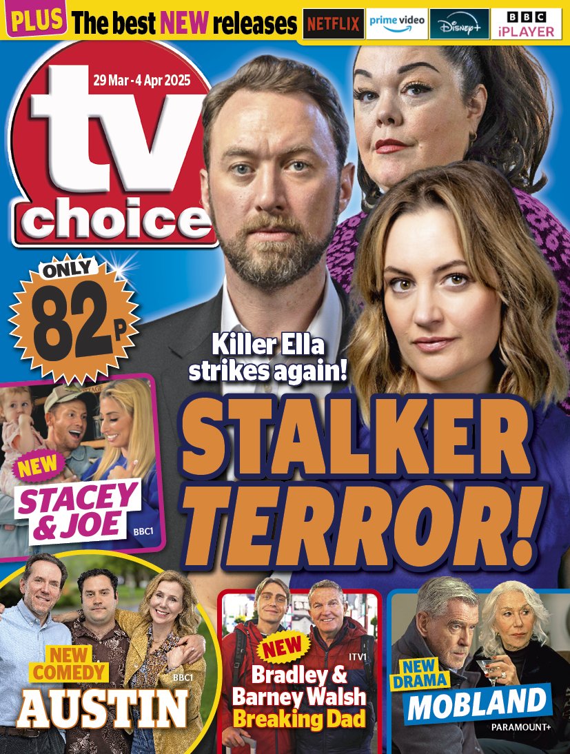Our new issue is out now! Emmerdale is on the cover, and killer Ella strikes again in stalker terror. Plus: Stacey &amp; Joe, new comedy Austin, Bradley &amp; Barney Walsh: Breaking Dad and new drama Mobland with Pierce Brosnan and Helen Mirren. Enjoy!