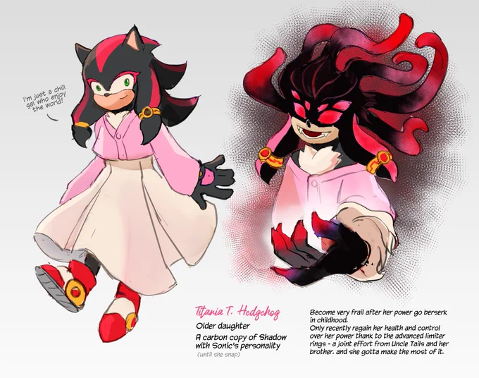 some info about my sonadow fankids Their aunts and uncles will told you how jarring it is to talk to them. (imagine a Shadow with sunshine grin and a Sonic with resting bitch face-- haha) #sonadowfankid #sonadow