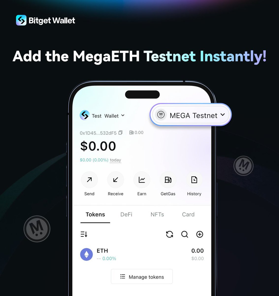 🚀EVM系L2「MegaETH」テストネットが利用可能に！@megaeth_labs 🌐 ウォレット ➡️ 全てのネットワーク  ➡️「#MegaETH」テストネットを追加 ✨ テストトークン請求・取引・流動性追加など、DAppゾーンで体験しよう！  🎁今後も報酬＆エコシステムキャンペーンが続々登場 ...