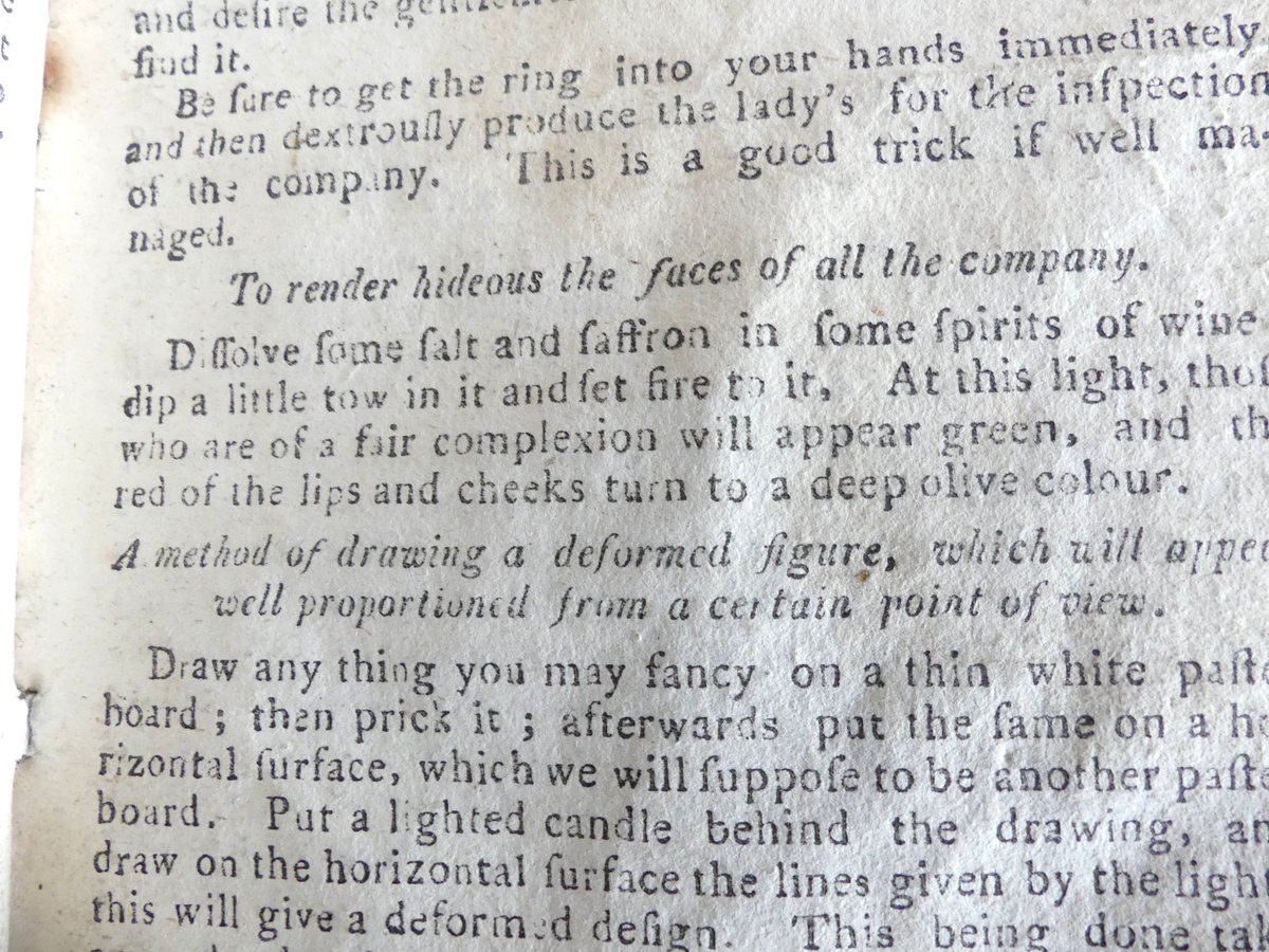LacyScottKnight's tweet image. Roll on my next party to try out the tricks in this c1800 chapbook - To make Sport in Company with a Tobacco-Pipe (sounds like a musket); To render hideous the faces of all the company (it involves wine); and To make a Calve’s Head bellow as if alive (no frogs will be harmed)