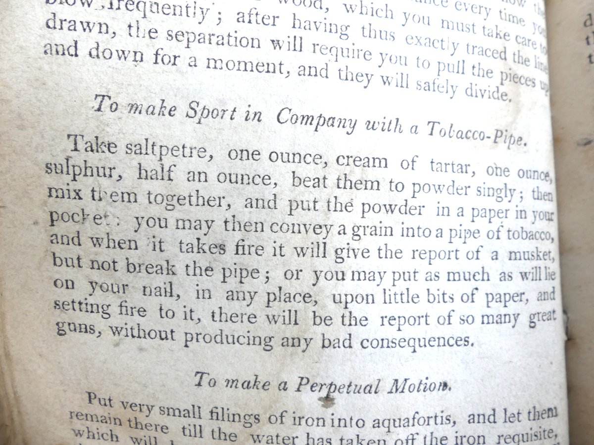 LacyScottKnight's tweet image. Roll on my next party to try out the tricks in this c1800 chapbook - To make Sport in Company with a Tobacco-Pipe (sounds like a musket); To render hideous the faces of all the company (it involves wine); and To make a Calve’s Head bellow as if alive (no frogs will be harmed)
