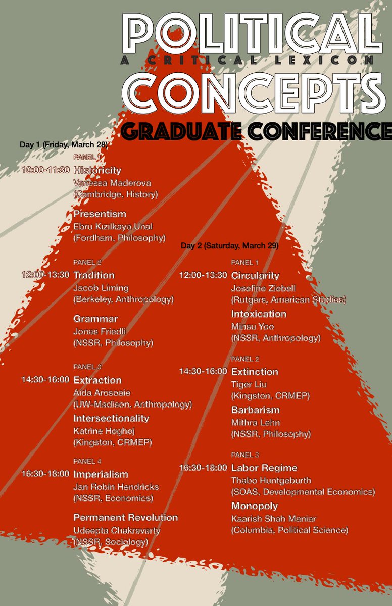 CloverReshad's tweet image. The 4th Annual Political Concepts Graduate Conference @NSSR, Wolff Conference Room on March 28-29! event.newschool.edu/politicalconce…
