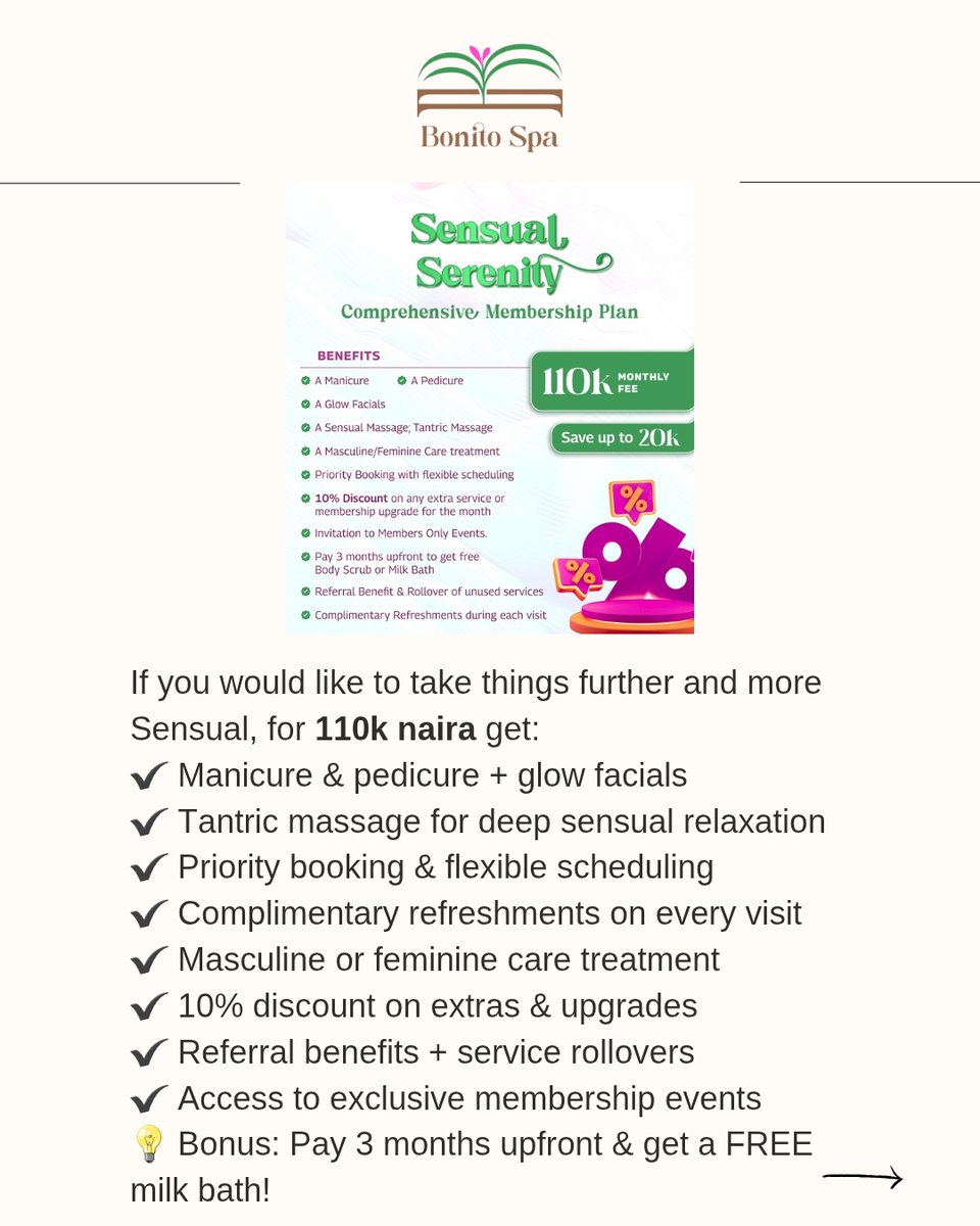 thebonitospa_'s tweet photo. Sensual massages and couple treats are not left out too! 
#thebonitospa #spamembershipplans #spamemberships #spainlagos #spainlekki 
#lagosspa https://t.co/GqtRlzWili