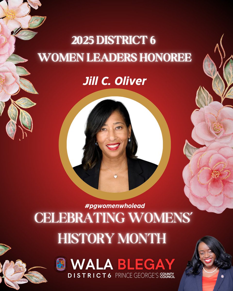 Celebrating Women’s’ History Month 🎉2025 District 6 Women Leaders Honoree 🎉Jill C. Oliver #pgwomenwholead 💜🌿🌷 #WomensHistoryMonth #BreakingBarriers #WomenLeaders #Trailblazers #EmpoweredWomenEmpowerWomen #princegeorgecountystrong #strongertogether 💜🌿🌷