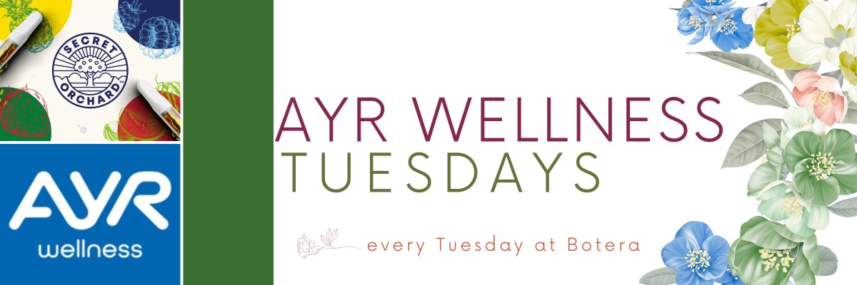BoteraNE's tweet photo. Today is our second week of AYR Tuesdays! *Ask your Budtender about which brands are on special today 😎 @AYRWellness 

21+ Nothing for Sale. Not an ad. https://t.co/s8whu38Ft7