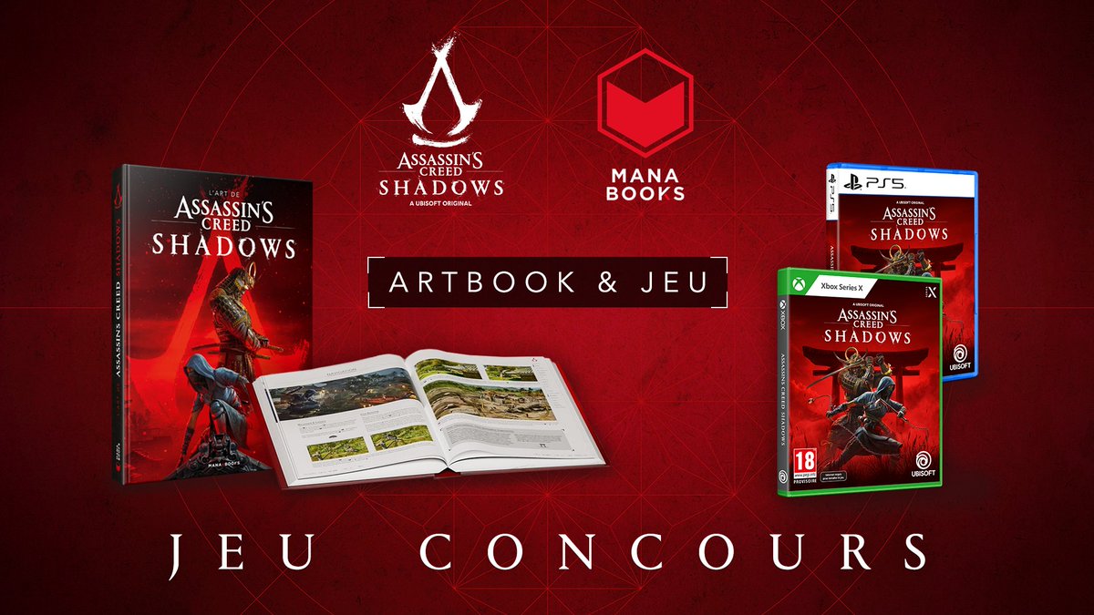 Assassin's Creed FR (@assassinsfr) on Twitter photo JEU CONCOURS - ARTBOOK + JEU 📕🎮
Tentez de remporter ce superbe lot avec l’artbook officiel d’Assassin’s Creed Shadows et le jeu en Édition Standard (PS5 ou Xbox Series X) !
❤️ Liker le post
💬 Commenter avec l’emoji 📚
✅ S’abonner à <a href="/AssassinsFR/">Assassin's Creed FR</a> et <a href="/Mana_Books_/">Mana Books</a> JEU CONCOURS - ARTBOOK + JEU 📕🎮
Tentez de remporter ce superbe lot avec l’artbook officiel d’Assassin’s Creed Shadows et le jeu en Édition Standard (PS5 ou Xbox Series X) !
❤️ Liker le post
💬 Commenter avec l’emoji 📚
✅ S’abonner à <a href="/AssassinsFR/">Assassin's Creed FR</a> et <a href="/Mana_Books_/">Mana Books</a>