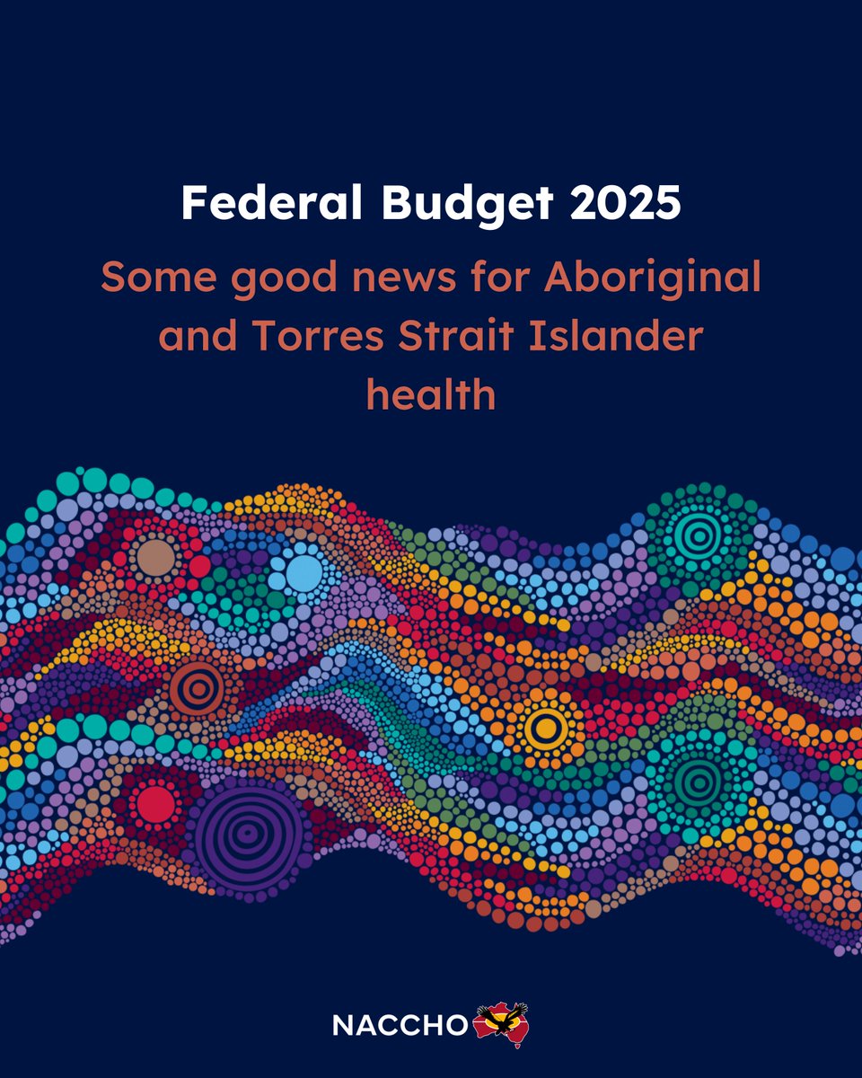 Federal Budget 2025: Some good news for Aboriginal and Torres Strait Islander health:
naccho.org.au/naccho-media-r…

#OurHealthInOurHands #Budget2025 #FederalBudget2025 #Budget #FederalBudget #AboriginalHealth #NACCHO #MediaRelease #ACCHOs #Funding #IndiegnousHealth #PatTurner