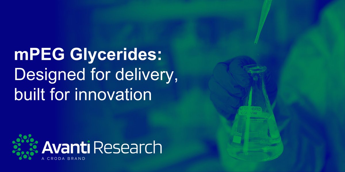 Discover our NEW mPEG glycerides for improved drug delivery! 

Enhance stability and solubility with Avanti Research™: ow.ly/Gubn50Vc7rf 

#DrugDelivery #LipidNanoparticles #FormulationScience #AvantiResearch
