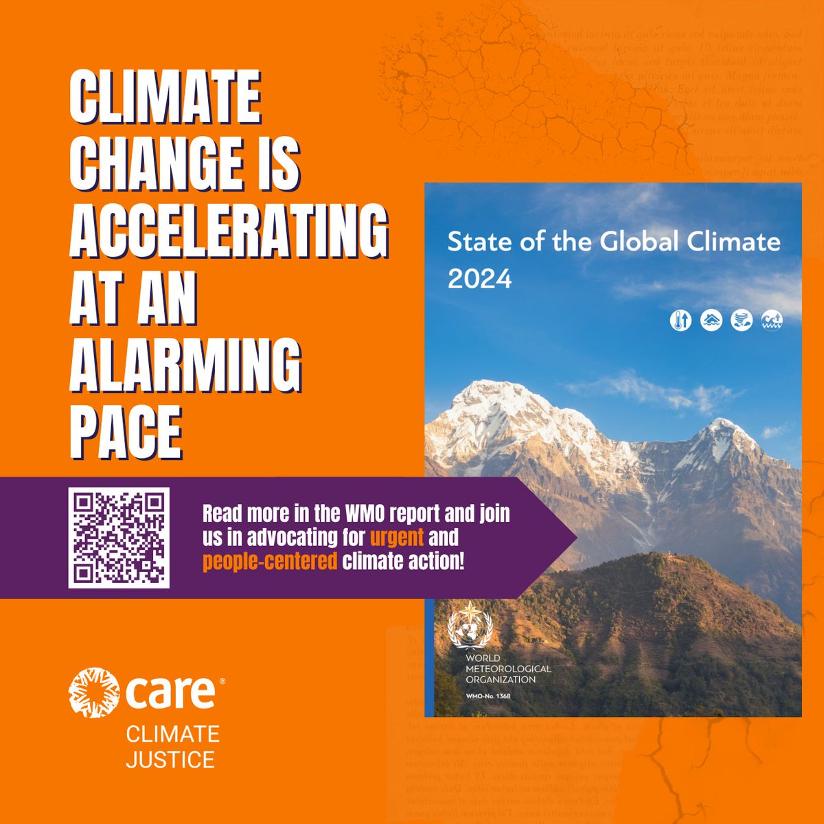 CARE Climate Justice (@careclimate) on Twitter photo 🔥🌍 Wake-up call! <a href="/WMO/">World Meteorological Organization</a> report: 2024 was the hottest year on record & irreversible impacts loom. #ClimateChange is accelerating at an alarming pace. We need urgent #ClimateAction for vulnerable communities. Read the report and advocate for #ClimateJustice: bit.ly/WMOsgc24 🔥🌍 Wake-up call! <a href="/WMO/">World Meteorological Organization</a> report: 2024 was the hottest year on record & irreversible impacts loom. #ClimateChange is accelerating at an alarming pace. We need urgent #ClimateAction for vulnerable communities. Read the report and advocate for #ClimateJustice: bit.ly/WMOsgc24