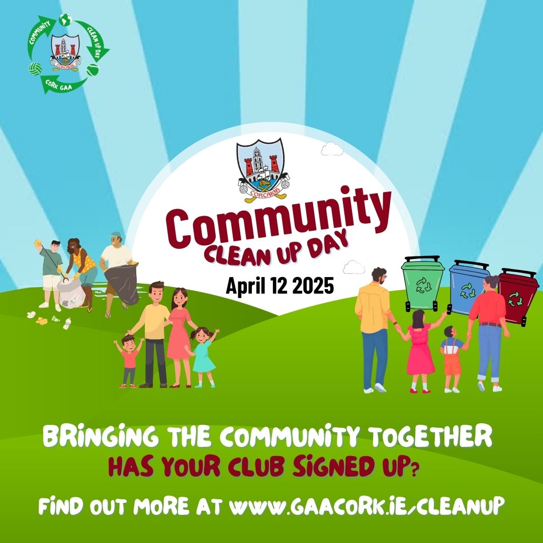 OfficialCorkGAA's tweet photo. Join us for Community Clean-Up Day on April 12, 2025! 

🏡💪 Let’s come together to make a difference—one pitch, one park, one street at a time. Get involved, give back, and show pride in your community. 🌍♻️

Find out more: 👉 https://t.co/j42iWtF7WX #CorkGAACleanupDay https://t.co/E7N4x8QhMo