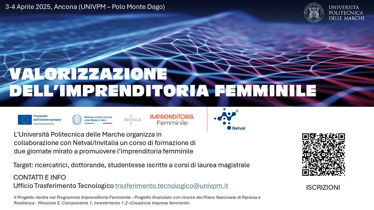UnivPM (@univpolimarche) on Twitter photo ๐๐๐ฅ๐จ๐ซ๐ข๐ณ๐ณ๐๐ณ๐ข๐จ๐ง๐ ๐๐๐ฅ๐ฅ'๐ข๐ฆ๐ฉ๐ซ๐๐ง๐๐ข๐ญ๐จ๐ซ๐ข๐ ๐๐๐ฆ๐ฆ๐ข๐ง๐ข๐ฅ๐
Per maggiori info scrivi a trasferimento.tecnologico@univpm.it o visita il sito al link lnkd.in/dZYWPxMq
Per iscriverti compila il form lnkd.in/dzZBGyWt
#imprenditoriafemminile ๐๐๐ฅ๐จ๐ซ๐ข๐ณ๐ณ๐๐ณ๐ข๐จ๐ง๐ ๐๐๐ฅ๐ฅ'๐ข๐ฆ๐ฉ๐ซ๐๐ง๐๐ข๐ญ๐จ๐ซ๐ข๐ ๐๐๐ฆ๐ฆ๐ข๐ง๐ข๐ฅ๐
Per maggiori info scrivi a trasferimento.tecnologico@univpm.it o visita il sito al link lnkd.in/dZYWPxMq
Per iscriverti compila il form lnkd.in/dzZBGyWt
#imprenditoriafemminile