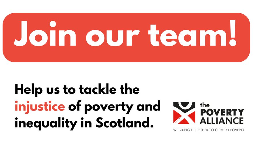 The Poverty Alliance (@povertyalliance) on Twitter photo Come join our team!
We are looking to recruit for TWO positions to work with our <a href="/LivingWageScot/">Living Wage Scotland</a> team on a new project "Pathways to Progress":
➡️Engagement and Learning Officer
➡️ Research Officer
Apply via the link below: povertyalliance.org/about-us/recru… Come join our team!
We are looking to recruit for TWO positions to work with our <a href="/LivingWageScot/">Living Wage Scotland</a> team on a new project "Pathways to Progress":
➡️Engagement and Learning Officer
➡️ Research Officer
Apply via the link below: povertyalliance.org/about-us/recru…
