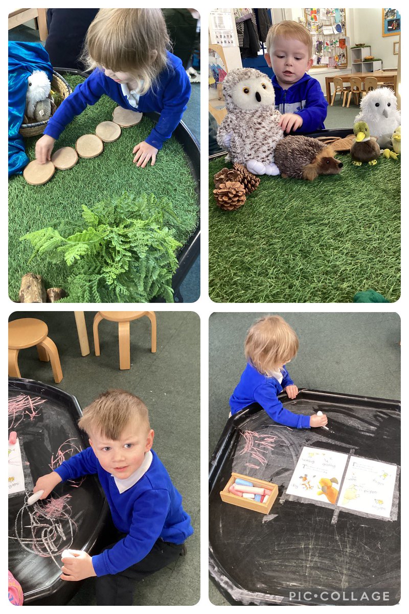 Our fun tuff trays based on our book of the week - Kipper’s little friends. 🦉 🦔 🐸 🦆 🐷