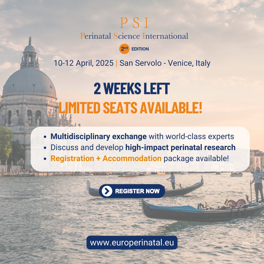European Association of Perinatal Medicine (@euperinatal) on Twitter photo 2 weeks left for #PSI2025 with limited seats available!
Take advantage of our Registration + Accommodation option to join world’s leading experts for meaningful dialogue and multidisciplinary exchange!
Register here👉 bit.ly/49qCwuI
<a href="/NeenaModi1/">Neena Modi</a> <a href="/joylawn/">Prof Joy Lawn</a> 2 weeks left for #PSI2025 with limited seats available!
Take advantage of our Registration + Accommodation option to join world’s leading experts for meaningful dialogue and multidisciplinary exchange!
Register here👉 bit.ly/49qCwuI
<a href="/NeenaModi1/">Neena Modi</a> <a href="/joylawn/">Prof Joy Lawn</a>