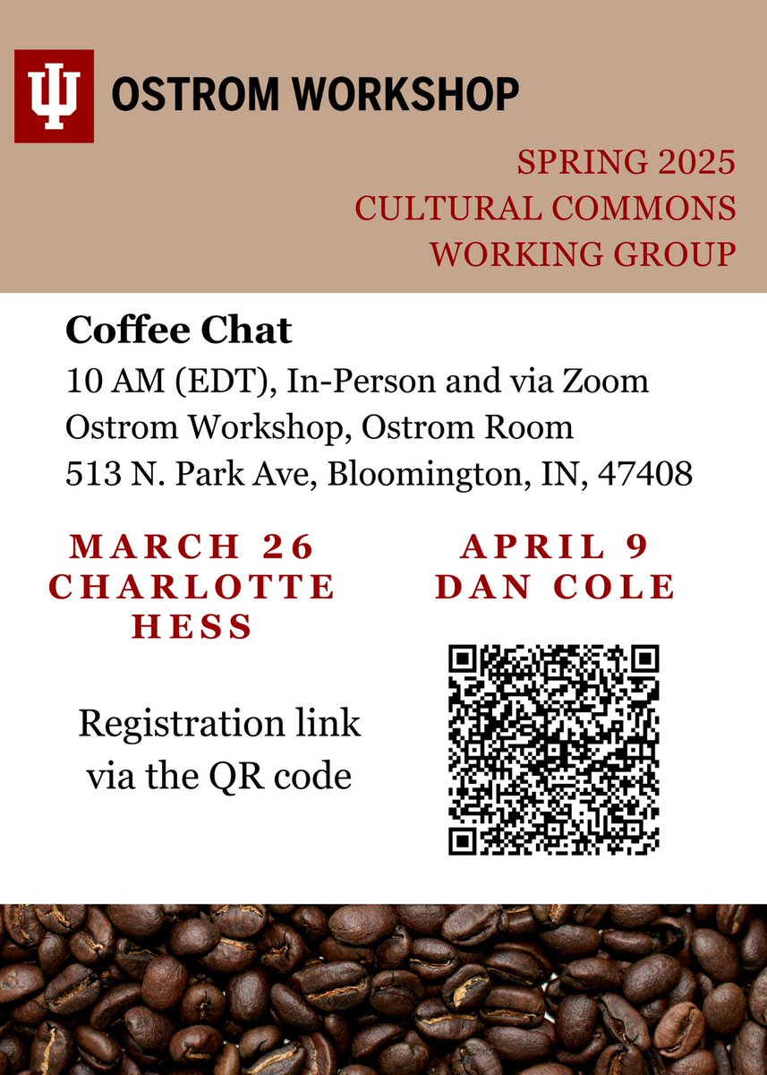I’m excited to share an event of the Working Group on Culture Commons with the brilliant Ms. Jaime Carini as part of the The Ostrom Workshop.

Both sessions are hybrid, and we’re inviting anyone interested in cultural commons, governance, and policy to join the conversation.