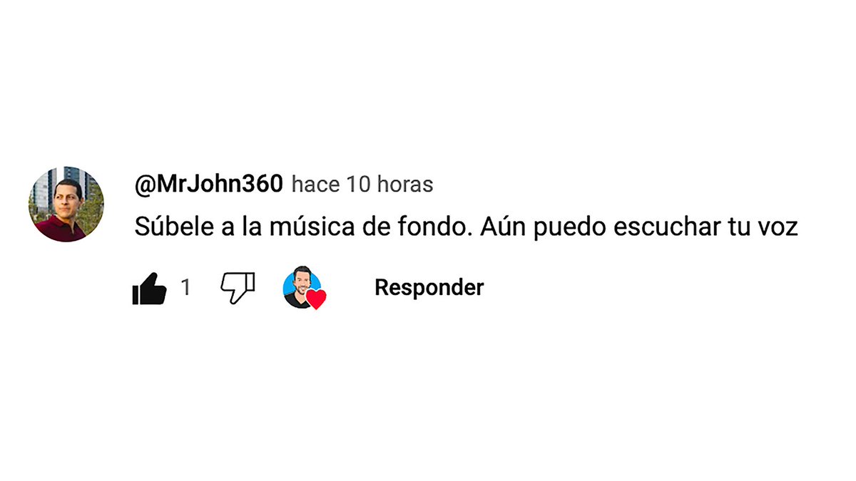 David Lampon (@davidlampon) on Twitter photo First hate comment in one of my videos. Still not sure how to feel, leaning towards amused. It's kind of fun tbh 😁
In english: "Turn up the background music, I can still hear your voice" First hate comment in one of my videos. Still not sure how to feel, leaning towards amused. It's kind of fun tbh 😁
In english: "Turn up the background music, I can still hear your voice"
