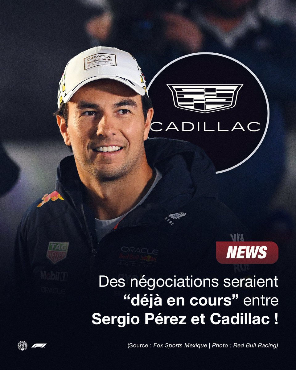 TearOffFR's tweet photo. 🔴 Des négociations seraient "déjà en cours" entre Sergio Pérez et Cadillac, qui fera son entrée en F1 dès la saison prochaine ! 🗣️

Selon Chacho López, journaliste pour Fox Sports Mexique, le pilote mexicain s'attendrait à "une offre financière très importante ainsi qu'à une base technique qui lui permettra de progresser à l'avenir." 💰

Il indique également que Checo Pérez "n'acceptera pas" de revenir en tant que pilote chez Red Bull après que son départ ait "été orchestré par Christian Horner".

(🗞️ @FOXSportsMX / #F1)