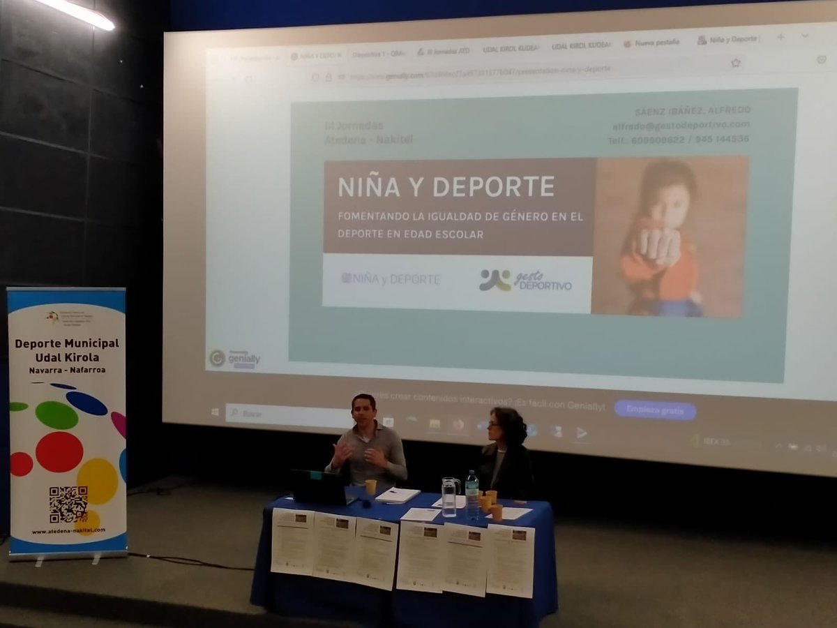 Gesto Deportivo presenta el programa Niña y Deporte en la III ATEDENA NAKITEL sobre Gestión Deportiva Municipal. Gracias a todas y todos técnicos deportivos de Ayuntamientos en Navarra. Es labor de todas elaborar programas para promocionar la igualdad de género
