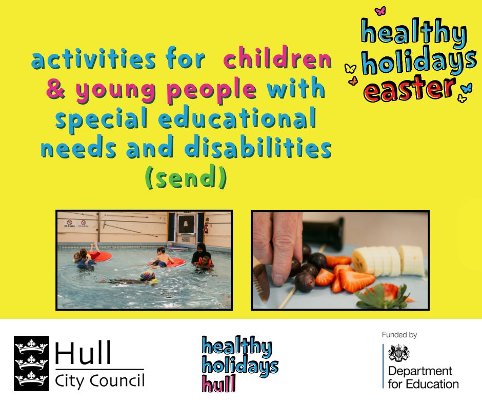 Hull Safeguarding Children Partnership (@lscphull) on Twitter photo Celebrate Easter with something for everyone! 🙌
The <a href="/Healthyholshull/">Healthy Holidays Hull</a> Easter programme offers FREE activities for children with special educational needs or disabilities (SEND). Book now at healthyholidayshull.org/send-2 Don't miss out! #HealthyHolidaysHull #HAF2025 Celebrate Easter with something for everyone! 🙌
The <a href="/Healthyholshull/">Healthy Holidays Hull</a> Easter programme offers FREE activities for children with special educational needs or disabilities (SEND). Book now at healthyholidayshull.org/send-2 Don't miss out! #HealthyHolidaysHull #HAF2025