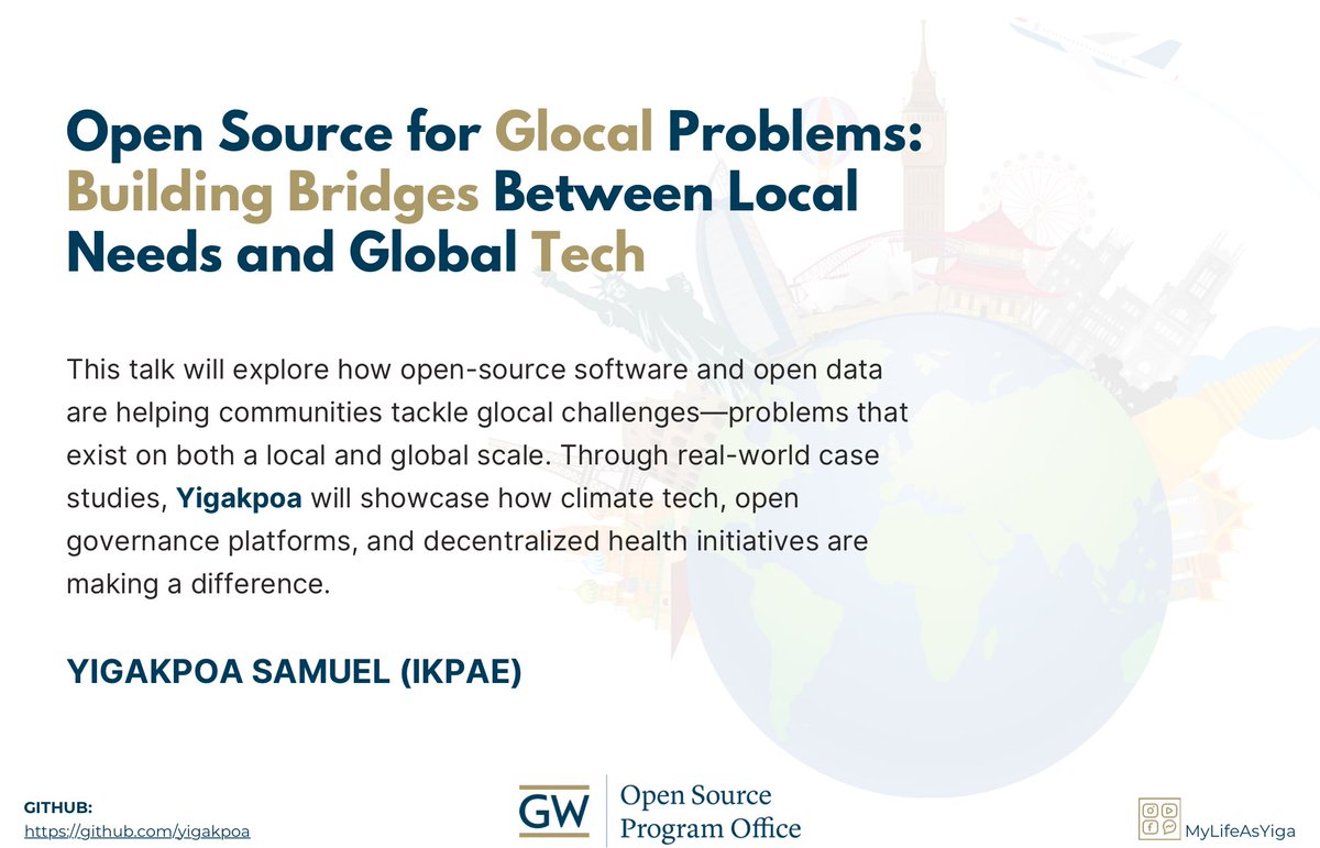 Yiga_01 at #OSCAFest25 (@mylifeasyiga) on Twitter photo I gave a talk at <a href="/GWtweets/">GW University</a> on Open Source for Glocal Problems.
I spoke about the amazing work done by teams like <a href="/hotosm/">Humanitarian OpenStreetMap Team</a>, <a href="/OpenClimateFix/">Open Climate Fix</a> , <a href="/OpenAQ/">OpenAQ</a> <a href="/ushahidi/">Ushahidi</a> <a href="/CKANproject/">CKAN</a> <a href="/opengovafrica/">OpenGov Africa || Civic Engagement || Civic Tech</a>
If you’d like to read it, here’s the blog: shorturl.at/UIVYj
#OpenSource #Techie I gave a talk at <a href="/GWtweets/">GW University</a> on Open Source for Glocal Problems.
I spoke about the amazing work done by teams like <a href="/hotosm/">Humanitarian OpenStreetMap Team</a>, <a href="/OpenClimateFix/">Open Climate Fix</a> , <a href="/OpenAQ/">OpenAQ</a> <a href="/ushahidi/">Ushahidi</a> <a href="/CKANproject/">CKAN</a> <a href="/opengovafrica/">OpenGov Africa || Civic Engagement || Civic Tech</a>
If you’d like to read it, here’s the blog: shorturl.at/UIVYj
#OpenSource #Techie