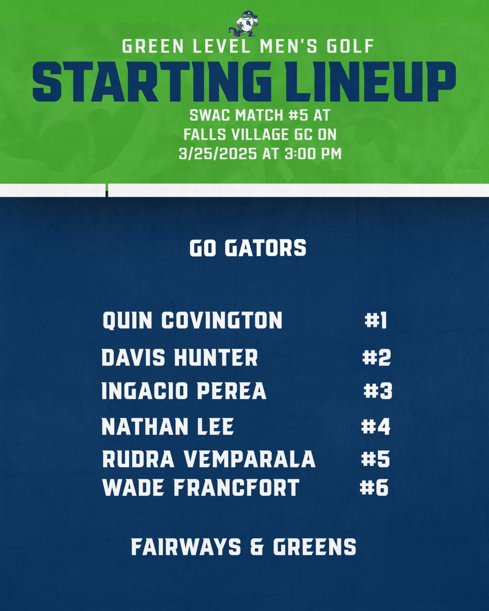 Match Day - SWAC Match#5 at Falls Village GC at 3:00 PM today. It is going to be a beautiful day for golf Go Gators
