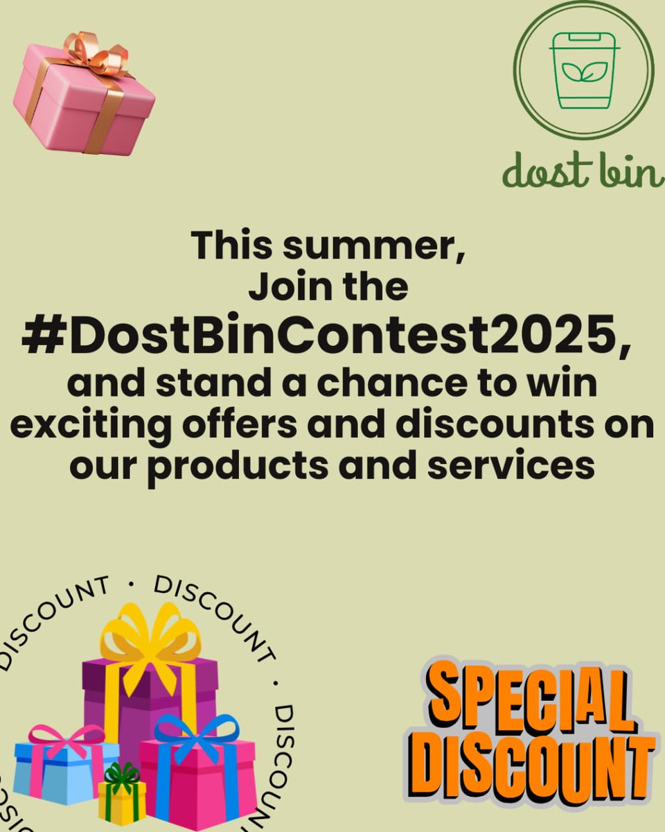 Dostbin4u's tweet image. Join the #DostBinContest2025 and stand a chance to win exciting offers and discounts on our products!

Join #DostBin&apos;s WhatsApp Community for more details!! chat.whatsapp.com/EC2G87d9Jtx770…

#DostBinContest2025 #IPL2025 #Bangalore #India #Composting #WhatsApp #Community #ContestAlert