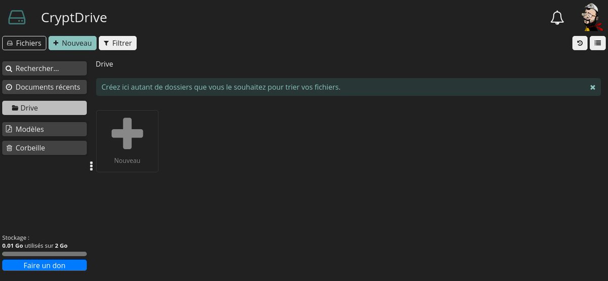 BlablaLinux's tweet photo. 1/3
Vous n'êtes pas obligé de créer un compte sur #CryptPad pour pouvoir l'utiliser 😉
Avoir un compte (première image) permet (entre autre) d'obtenir un espace KDrive, et ainsi stocker de manière permanente 🤙 https://t.co/HQc4EOjAbQ