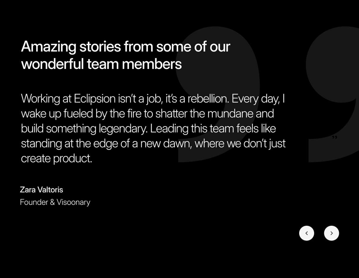 olayanjuidris's tweet photo. Working on a framer template 

Testing out different sections, 
this is the testimonial sections, i did 2 different types 

Design is 90% done , 
Framer and Webflow soon 

its for a fictional health and wellness brand called Eclipson 

Content all generated by GROK 

#buildinpublic