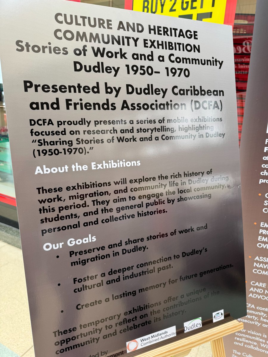 If you are in #Dudley today, why not pop through the Churchill's Shopping Centre where you'll find a really great exhibition presented by DCFA-Training. 

Sharing stories from those who made Dudley there home from the early 1950's, and found themselves working in local industry.