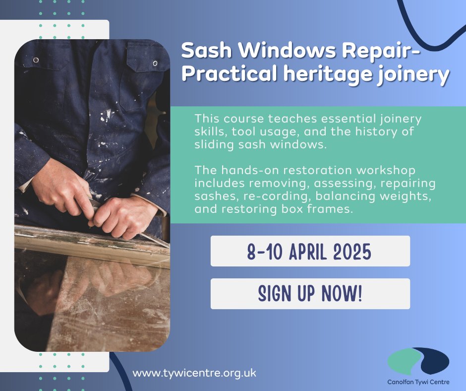 Ready to master heritage joinery? 🌟🔨

Our Sash Windows Repair course is perfect for carpenters looking to enhance their skills in restoring traditional sash windows. 

 Secure your spot now for 8-10 April 2025: ow.ly/WHgI50V7uUi
