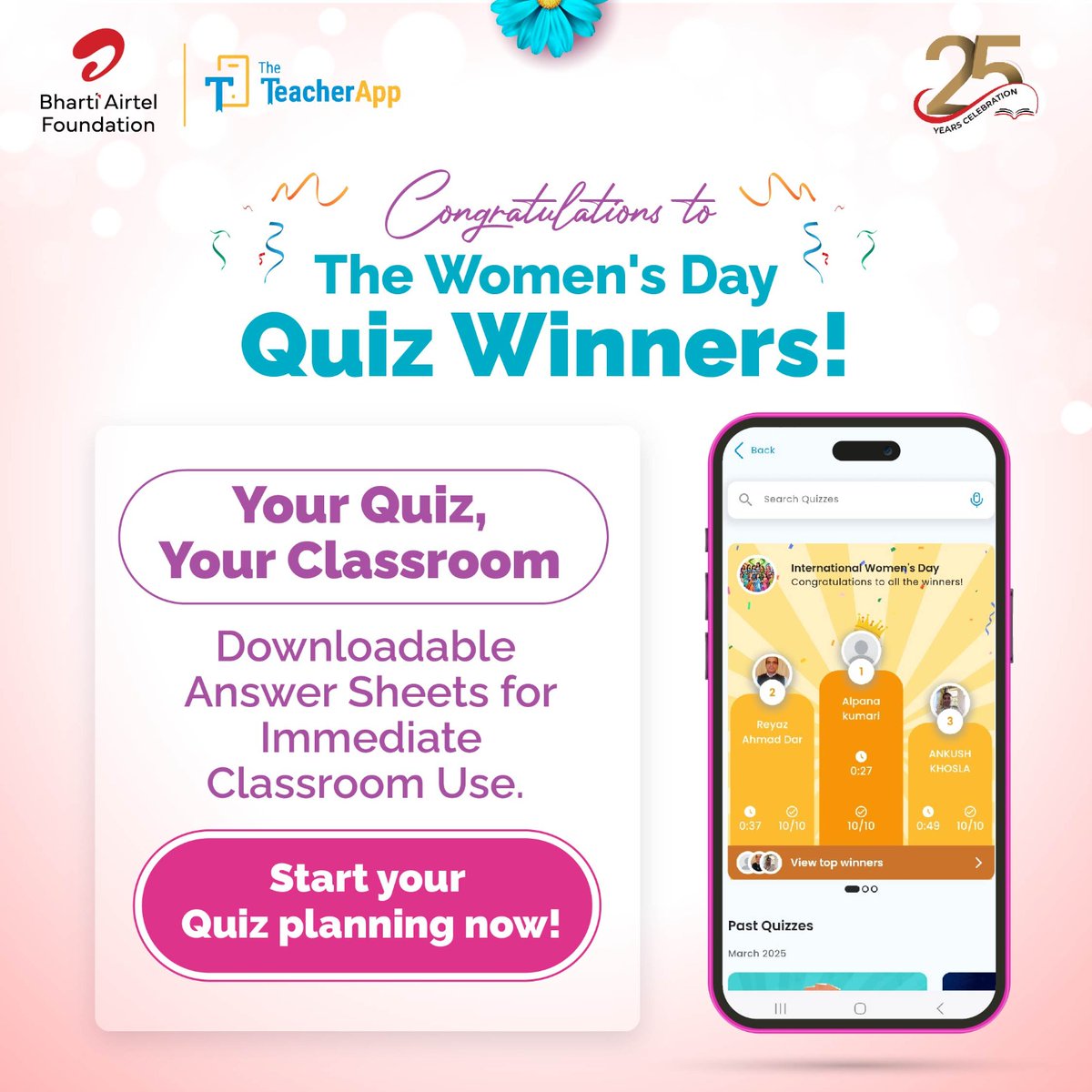 TheTeacherApp_'s tweet image. Empower your teaching with quizzes designed for YOU!

Take our quizzes, download answer sheets, and bring them to your classroom to enhance student learning.
Start planning your quizzes today with TheTeacherApp!

#TheTeacherApp #SmartTeaching #QuizForTeachers #InteractiveLearning