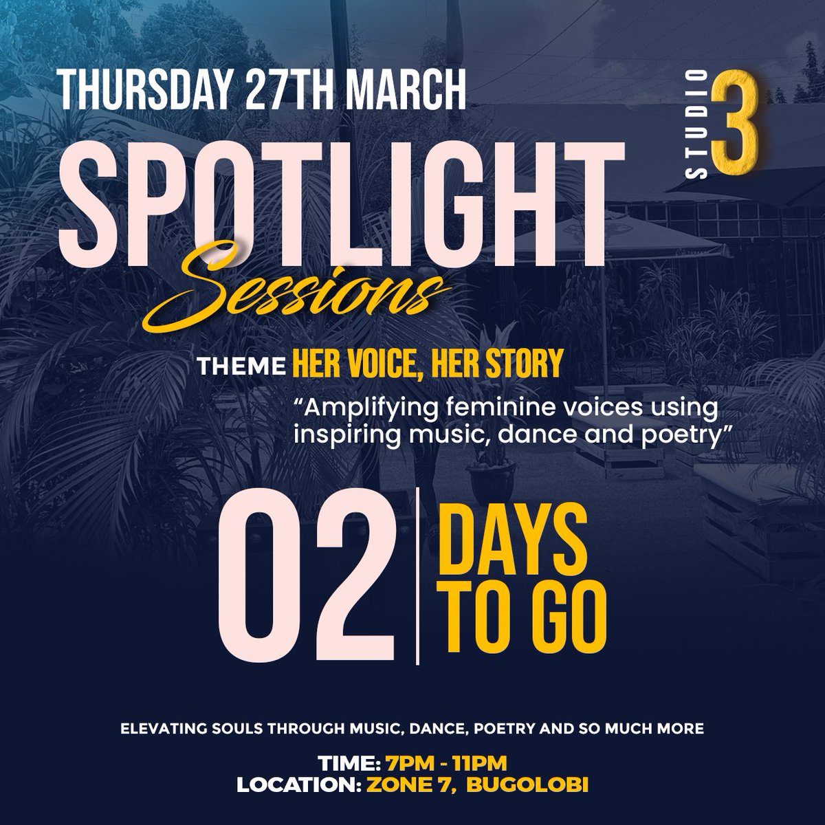 trroystudios's tweet image. THE COUNTDOWN CONTINUES!✨

2 days to go until our first edition of Studio 3: Spotlight Sessions kicks off!⏳🤗

The excitement is brewing endlessly!🔥🔥
 
                       FREE ENTRY