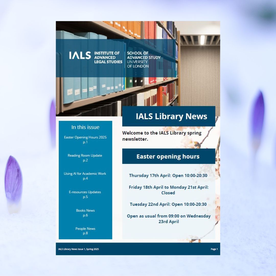 OUT NOW!  The @ials_law Library spring newsletter.  Included in this issue: a look at using AI for academic work and an update on our reading room projects.

Read it here 👇 

 buff.ly/Vb4J2st
