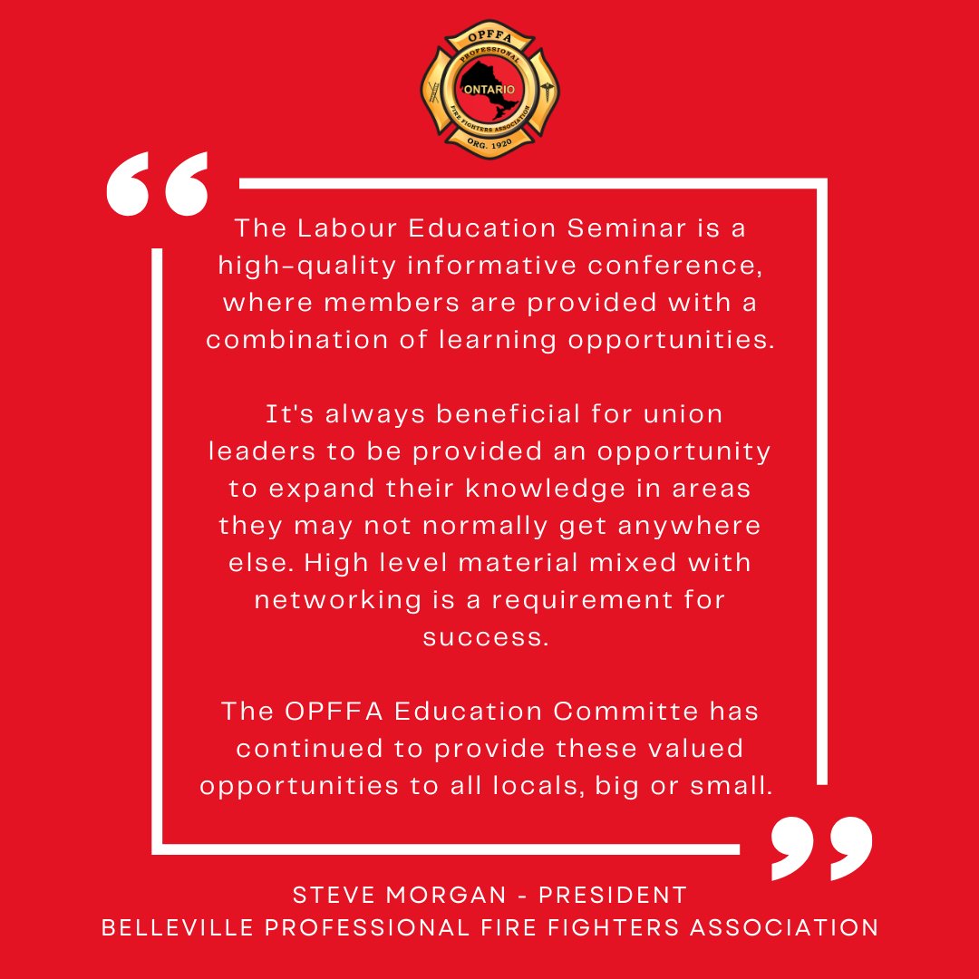 🚒🔥Day 2!  Breakout day of the Eric G. Taylor #Labour #Education Seminar!  Dive into four core labour courses designed to strengthen skills, plus an informative main plenary to boost knowledge. Enjoy this this action-packed day! #OPFFA2025