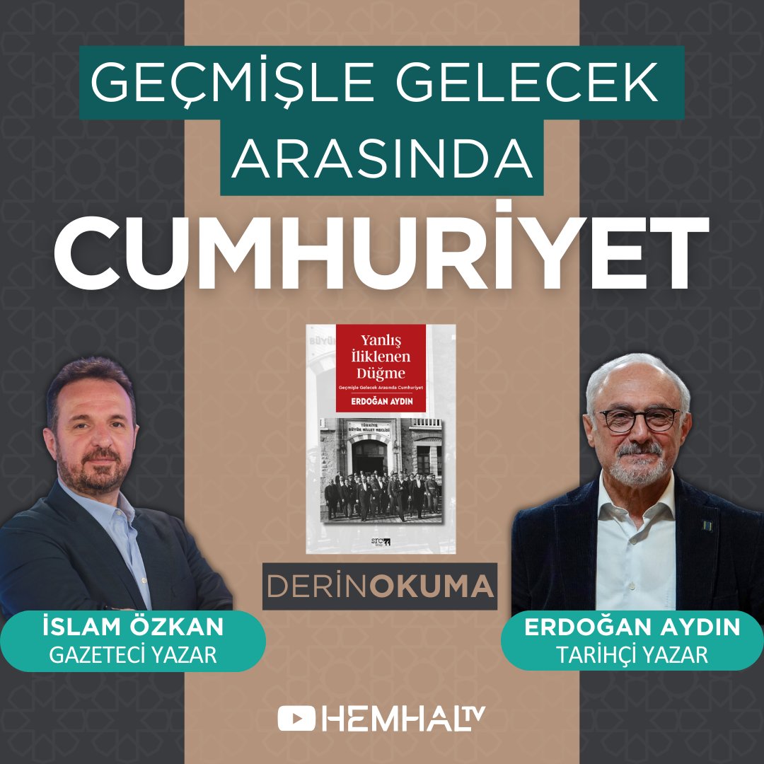 🔴Yanlış İliklenen Düğme: 
Geçmişle Gelecek Arasında Cumhuriyet

🗣️İslam Özkan (<a href="/islamozkann/">İslam Özkan</a>)
🗣️Erdoğan Aydın

📌Derin Okuma programının konuğu Tarihçi-Yazar Erdoğan Aydın ile son çıkan kitabı ''Yanlış İliklenen Düğme'' üzerine...

🔗➡️youtube.com/watch?v=lXNOnj…