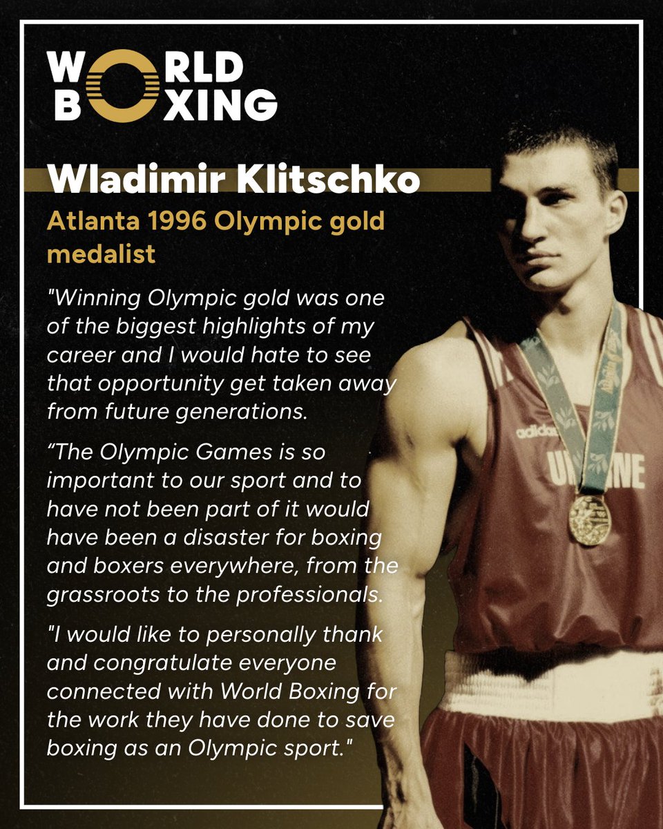 RealWorldBoxing's tweet photo. Following the announcement last week that #BoxingIsBack for #LA28, Wladimir Klitschko, Cindy Ngamba and Gennadiy Golovkin told us what it means for the future of our sport.
 
#TimeForWorldBoxing #Boxing #Olympics https://t.co/HFciI7z2Kv