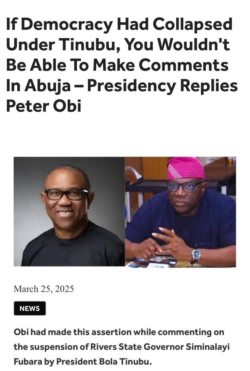 sowore's tweet photo. The statement made by @aonanuga1956 about @PeterObi comments yesterday is completely and insanely ludicrous, and the fact that he made such a statement is a testament to the total collapse of “Democracy” under the Tinubu @officialABAT regime. 

I must state also that they keep saying and doing such things to @PeterObi because they know he is a wimp!
#RevolutionNow