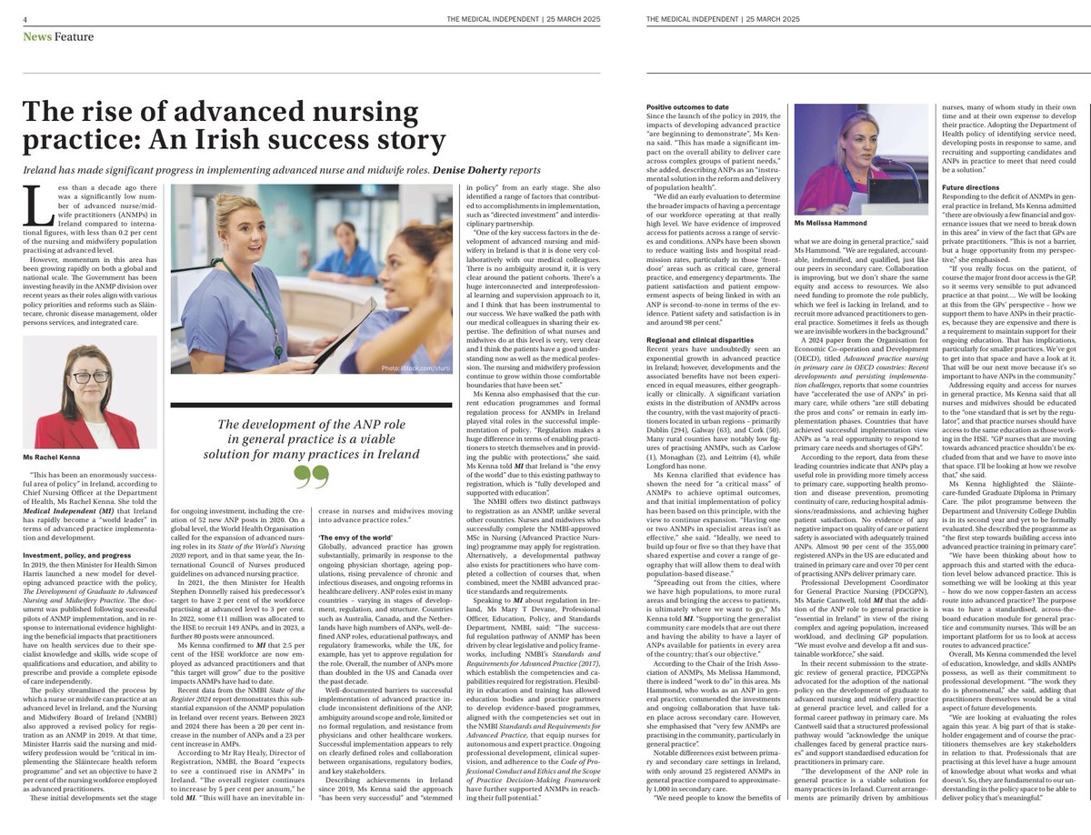 Theresa Lowry-Lehnen (PhD) (@lehnent) on Twitter photo Great article by Denise Doherty in <a href="/med_indonews/">Medical Independent</a> March 25th, pages 4 & 5. “The rise of advanced nursing practice: An Irish success story”. Available at: issuu.com/greencrosspubl…. Well done <a href="/melissaham23855/">melissahammond</a> Chair <a href="/iaanmp/">IAANMP</a> for highlighting disparities for GPANPs in primary care. Great article by Denise Doherty in <a href="/med_indonews/">Medical Independent</a> March 25th, pages 4 & 5. “The rise of advanced nursing practice: An Irish success story”. Available at: issuu.com/greencrosspubl…. Well done <a href="/melissaham23855/">melissahammond</a> Chair <a href="/iaanmp/">IAANMP</a> for highlighting disparities for GPANPs in primary care.