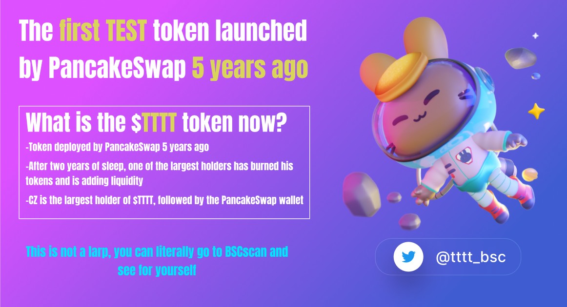 Check it out yourself ! 

1 bscscan.com/tx/0xe763e9557…
2 bscscan.com/token/0xE17A47…
3 bscscan.com/token/0xE17A47…

<a href="/cz_binance/">CZ 🔶 BNB</a> <a href="/PancakeSwap/">PancakeSwap</a> <a href="/tttt_bsc/">TTTT_BSC</a> 

#tttt #BSC