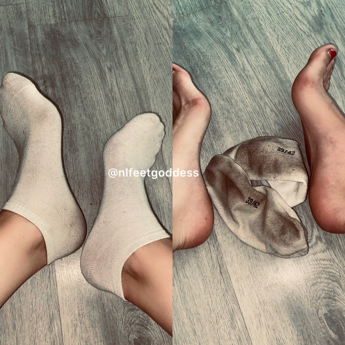 GoddessAnnaMenu's tweet photo. Gedragen witte enkelsokken van Goddess Anna! 👣

€10 per paar.
*standaard 1 dag gedragen, voor elke dag extra betaal je €5 p/d. 

Custom foto of een filmpje van mij met de sokken is ook mogelijk! 

‼️ Bekijk @GoddessAnnaMenu voor meer items! ‼️ https://t.co/hipgKDpfQN