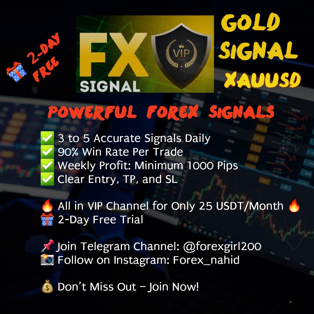 Forex Signals 
#Xauusdgold
#xauusd
 Weekly Profit: Minimum 1000 Pips

🔥 All in VIP Channel for Only 25 USDT/Month 🔥🤑🤑🤑

🎁 2-Day Free Trial

📌 Join Telegram t.me/forexgirl200

#Forex #Trading #ForexSignals #XAUUSD #Crypto #Investing #VIPSignals #ForexTrader
