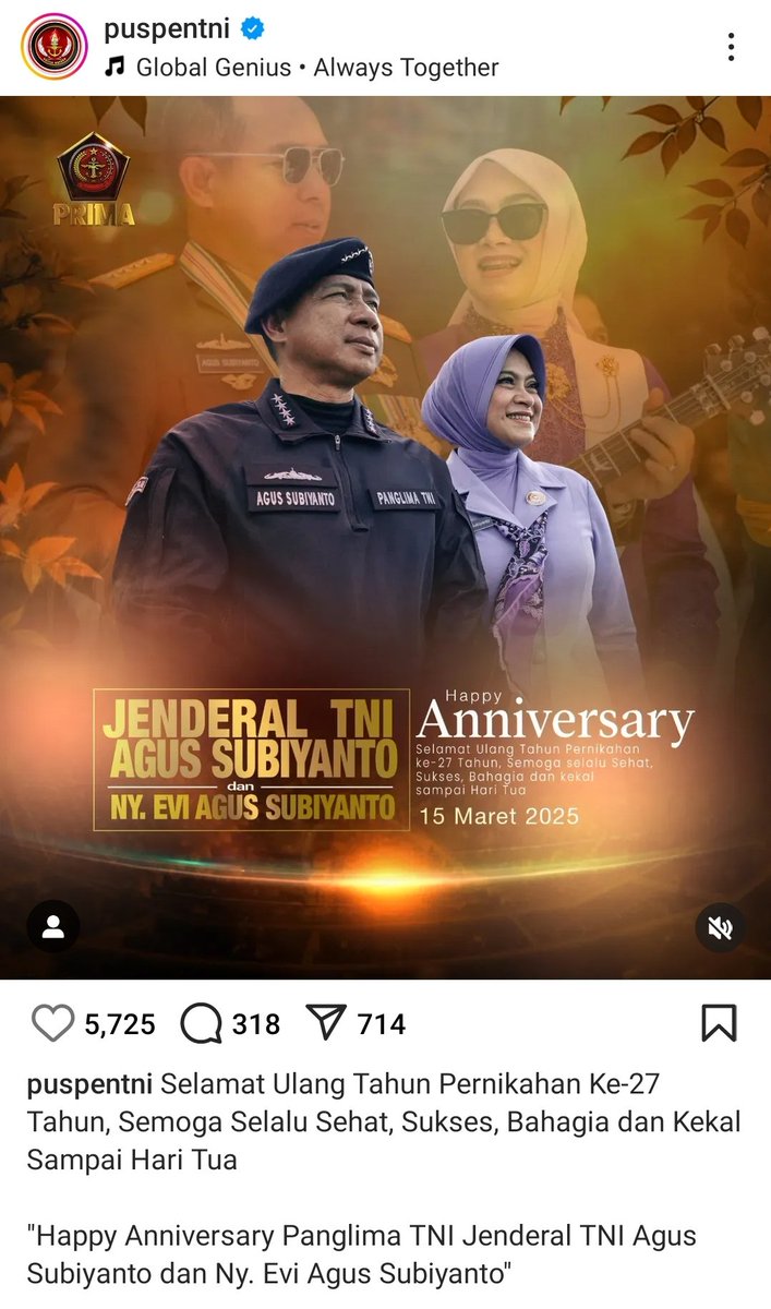 Bahkan hari anniversary pun diposting di akun resmi....