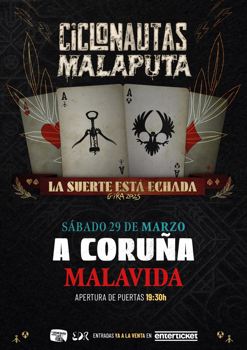Galicia, ya estamos!!! Siempre Rock!!!

28/3 🔴 Vigo (Sala Rouge): enterticket.es/eventos/ciclon…
29/3 🔴 A Coruña (Malavida)
enterticket.es/eventos/ciclon…