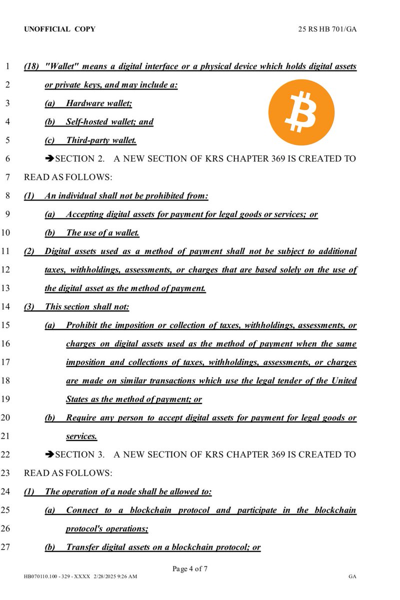 CryptosR_Us's tweet image. 🇺🇸JUST IN: The Governor of Kentucky has officially signed the 'Bitcoin Rights' Bill into LAW!

The right to self-custody, run a node, &amp;amp; use digital assets is now protected for millions of Americans without fear of discrimination.

America is saying "yes" to #Bitcoin! 👏