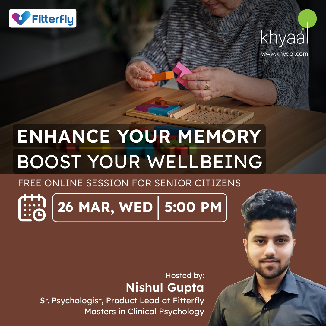 KhyaalFamily's tweet photo. Boost your memory with fun games, stress-busting tips, and effective strategies to enhance your overall well-being. Attend this session if you are above the age of 50 years or share it with an elderly loved one.
#MemoryGames #Wellbeing #SeniorCitizens
To attend our exclusive sessions:
📱 Download the app : https://t.co/Iau4hSj4M1
📞 Call us at 022-48963888 Monday to Friday between 9:00AM to 7:00PM