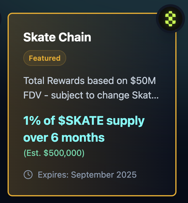IncentiveIQ's tweet photo. Congratulation to the @skate_chain team on their first snapshot for kaito yappers

To celebrate this achievement, we have put $SKATE as our featured pick!

keep yapping we'll keep updating 🫡 https://t.co/rE0mH8uL76