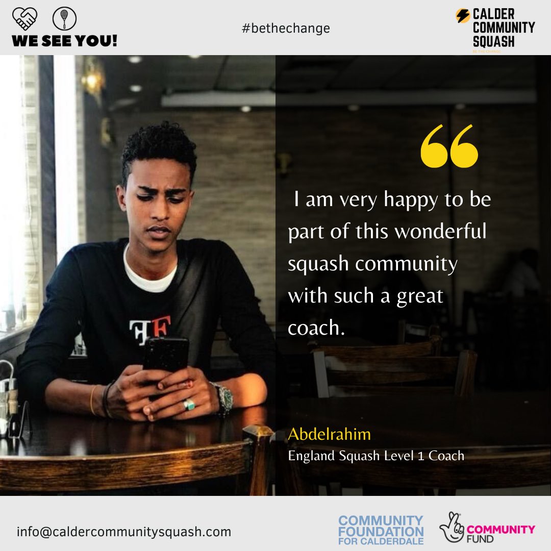 Calder Community Squash (@caldersquash) on Twitter photo Through our We See You programme we have not only given people the opportunity to try a new sport in a welcoming and safe environment, but up-skilled individuals as coaches, giving them the tools to teach others.
That’s POWER! ✊
<a href="/TNLComFund/">The National Lottery Community Fund</a>
<a href="/CalderdaleFound/">Community Foundation for Calderdale</a>
<a href="/infostaugs/">St. Augustine's Centre 🧡</a> Through our We See You programme we have not only given people the opportunity to try a new sport in a welcoming and safe environment, but up-skilled individuals as coaches, giving them the tools to teach others.
That’s POWER! ✊
<a href="/TNLComFund/">The National Lottery Community Fund</a>
<a href="/CalderdaleFound/">Community Foundation for Calderdale</a>
<a href="/infostaugs/">St. Augustine's Centre 🧡</a>