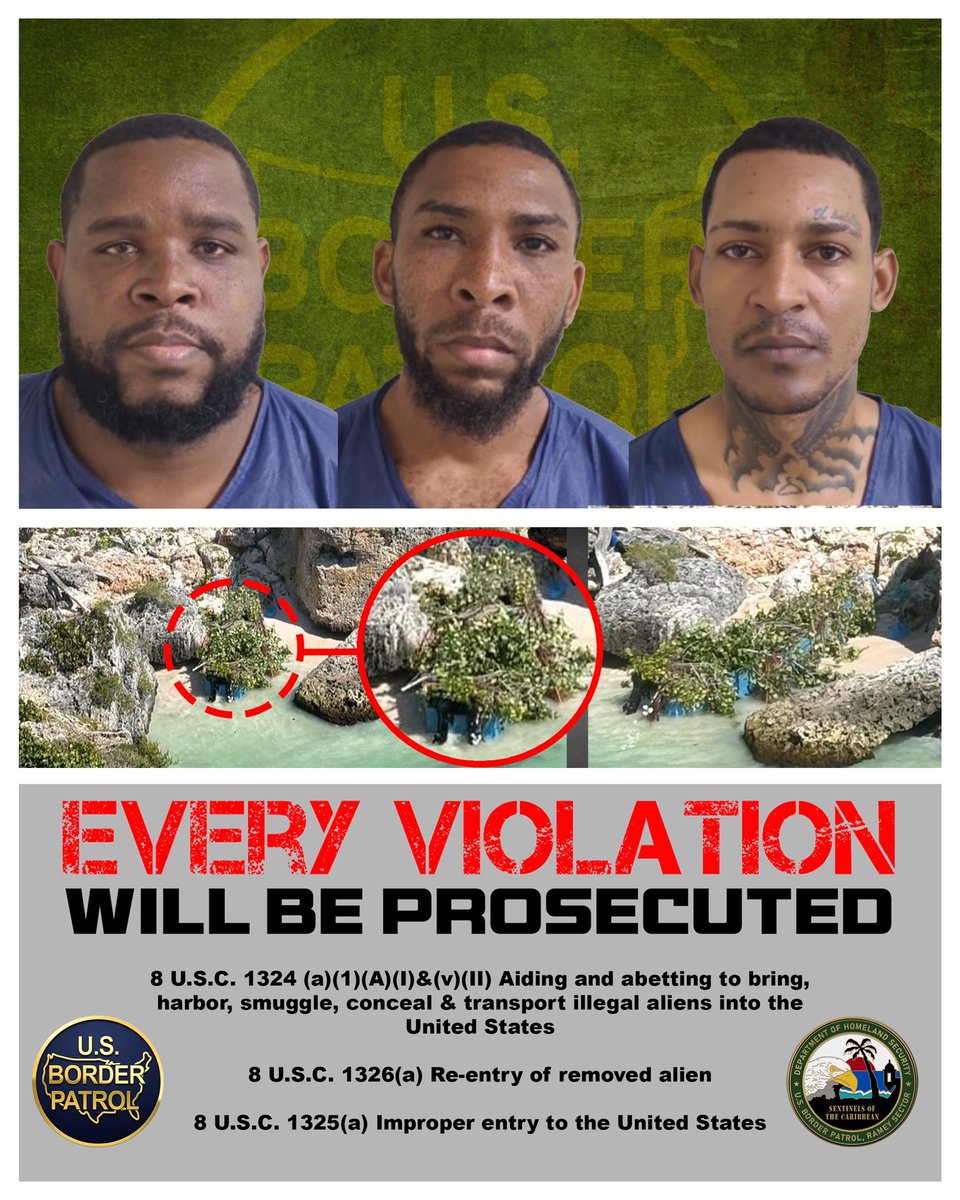 Chief Patrol Agent Reggie Johnson (@usbpchiefrmy) on Twitter photo On Mar 21, 2025, Ramey Sector Border Patrol, with <a href="/HSISanJuan/">HSI San Juan</a> & <a href="/USAO_PR/">U.S. Attorney PR</a>, filed federal charges against 3 Dominican nationals for alien smuggling. 35 Haitians were abandoned on Mona Island & rescued by <a href="/USCG/">U.S. Coast Guard</a> . Defendants face up to 20 yrs in prison. #BorderPatrol #HSI #USCG On Mar 21, 2025, Ramey Sector Border Patrol, with <a href="/HSISanJuan/">HSI San Juan</a> & <a href="/USAO_PR/">U.S. Attorney PR</a>, filed federal charges against 3 Dominican nationals for alien smuggling. 35 Haitians were abandoned on Mona Island & rescued by <a href="/USCG/">U.S. Coast Guard</a> . Defendants face up to 20 yrs in prison. #BorderPatrol #HSI #USCG