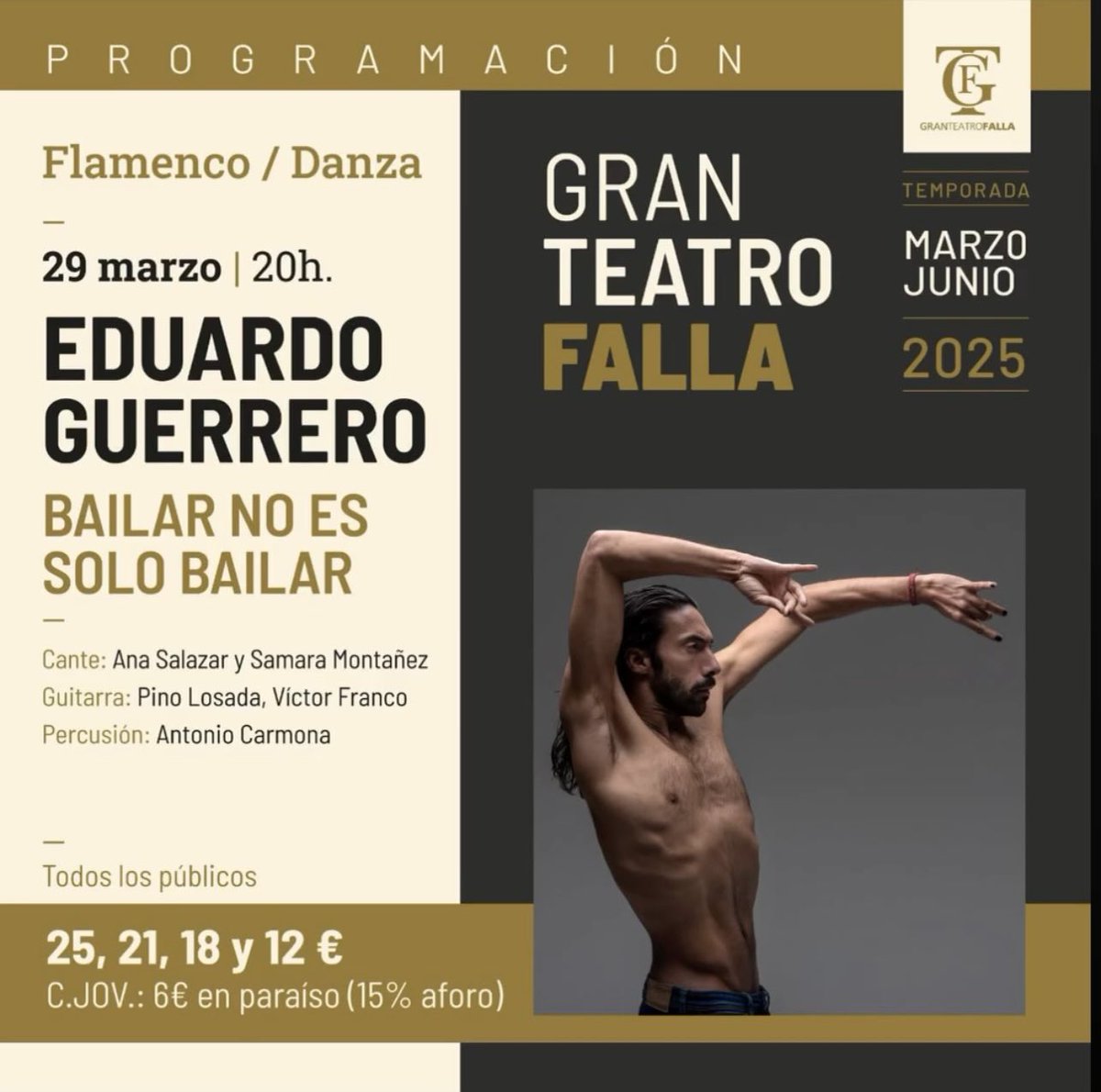 Eduardo Guerrero Bailaor (@eduardo13guerre) on Twitter photo Que alegría este sábado disfrutamos en mi tierra de “Bailar no es solo bailar” tengo un millón de ganas de bailaros ♥️♥️♥️♥️♥️
<a href="/Cadiz_es/">Ayuntamiento de Cádiz</a> <a href="/teatrosdecadiz/">Teatros de Cadiz</a> <a href="/expo_flamenco/">ExpoFlamenco | Tienda y Espacio Cultural</a> <a href="/diariocadiz/">Diario de Cádiz</a> <a href="/LaVozdeCadiz/">La Voz de Cádiz</a> <a href="/deflamenco_com/">deflamenco</a> <a href="/FestivaldeJerez/">Festival de Jerez</a> <a href="/flamencofest/">Flamenco Festival</a> <a href="/festcanteminas/">Festival Internacional del Cante de las Minas</a> <a href="/FestivalesFlame/">Festivales Flamencos</a> Que alegría este sábado disfrutamos en mi tierra de “Bailar no es solo bailar” tengo un millón de ganas de bailaros ♥️♥️♥️♥️♥️
<a href="/Cadiz_es/">Ayuntamiento de Cádiz</a> <a href="/teatrosdecadiz/">Teatros de Cadiz</a> <a href="/expo_flamenco/">ExpoFlamenco | Tienda y Espacio Cultural</a> <a href="/diariocadiz/">Diario de Cádiz</a> <a href="/LaVozdeCadiz/">La Voz de Cádiz</a> <a href="/deflamenco_com/">deflamenco</a> <a href="/FestivaldeJerez/">Festival de Jerez</a> <a href="/flamencofest/">Flamenco Festival</a> <a href="/festcanteminas/">Festival Internacional del Cante de las Minas</a> <a href="/FestivalesFlame/">Festivales Flamencos</a>