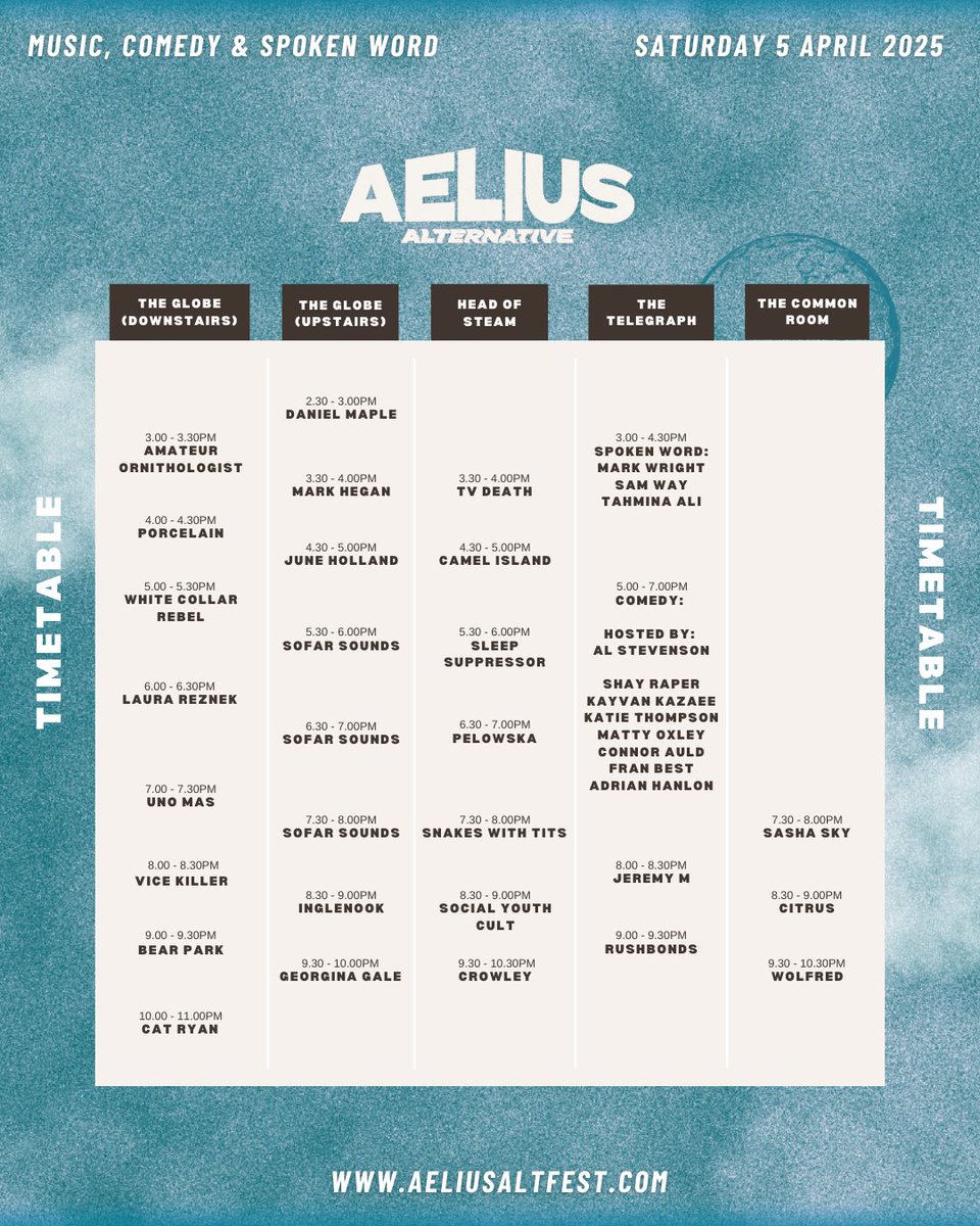 THE AELIUS ALTERNATIVE TIMETABLE IS NOW LIVE!

Tickets: fatso.ma/1bGD